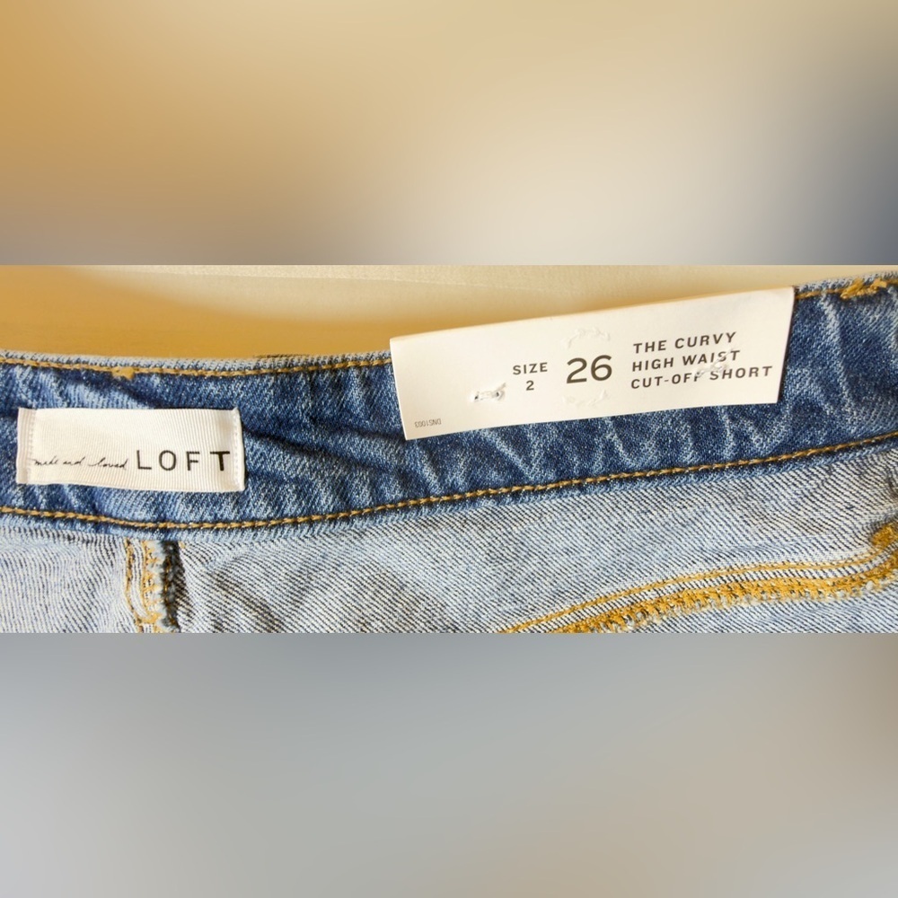LOFT Blue and White Gradient Jean Shorts - Picture 10 of 14